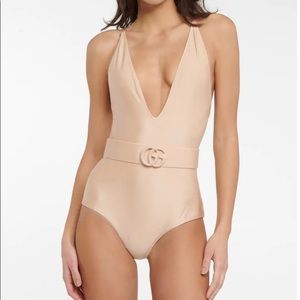 Gucci Gg logo swimsuit with belt